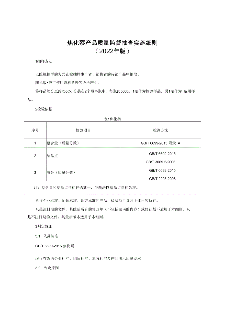 焦化萘产品质量监督抽查实施细则（2022年版）.docx_第1页