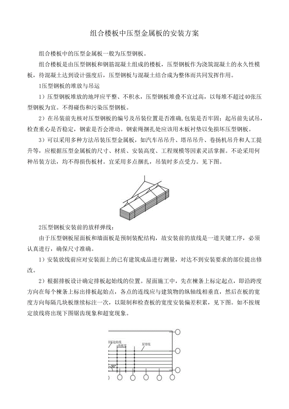 组合楼板中压型金属板的安装方案.docx_第1页