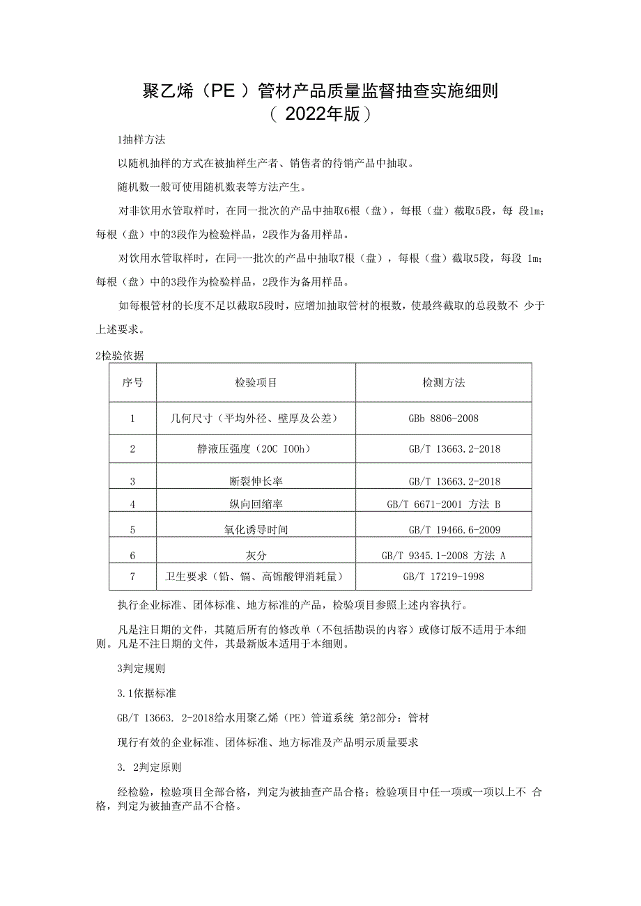 聚乙烯(PE)管材产品质量监督抽查实施细则（2022年版）.docx_第1页