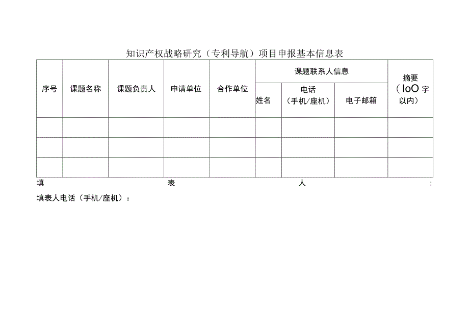 知识产权战略研究（专利导航）项目申报基本信息表.docx_第1页