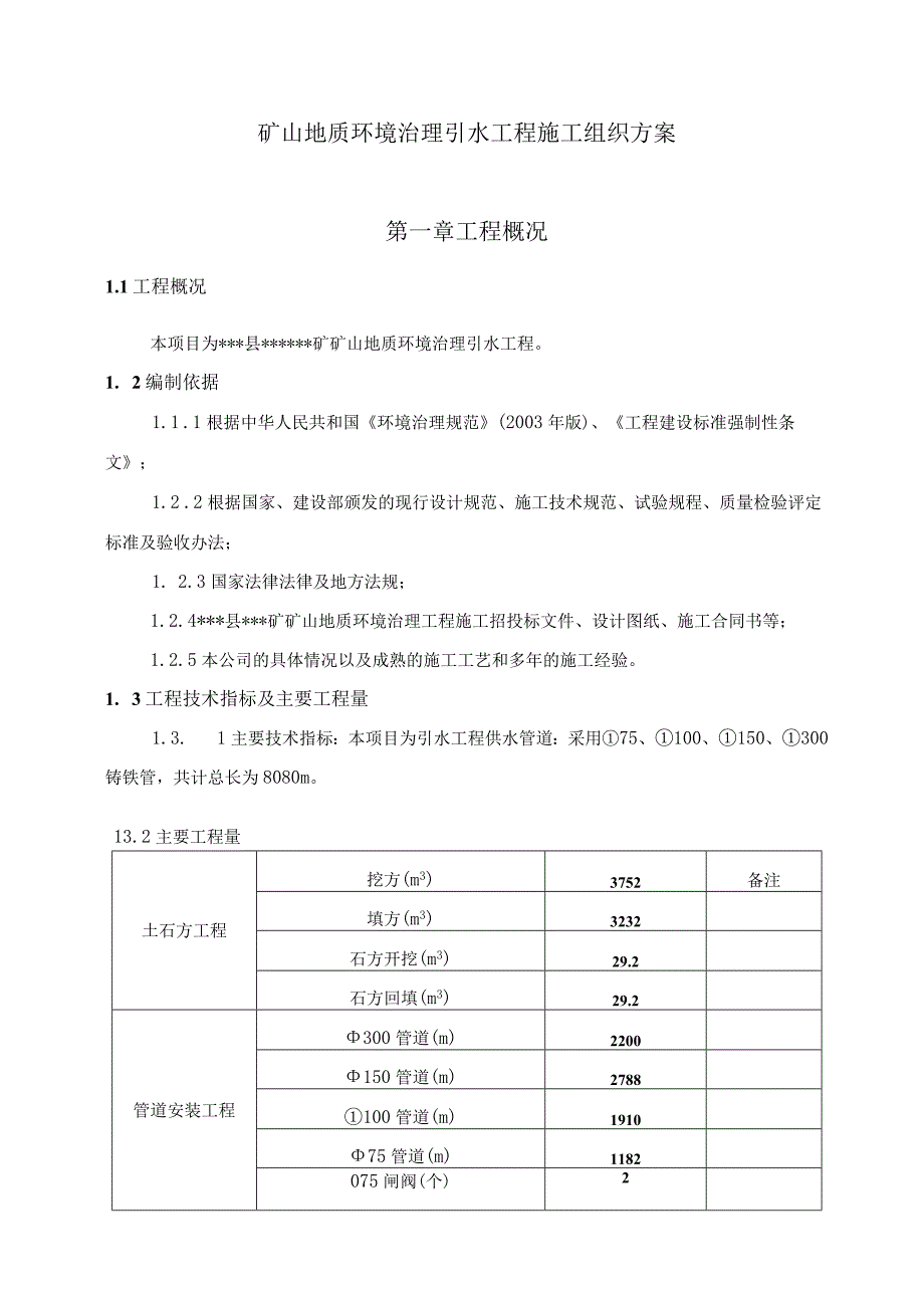 矿山地质环境治理引水工程施工组织方案（天选打工人）.docx_第1页