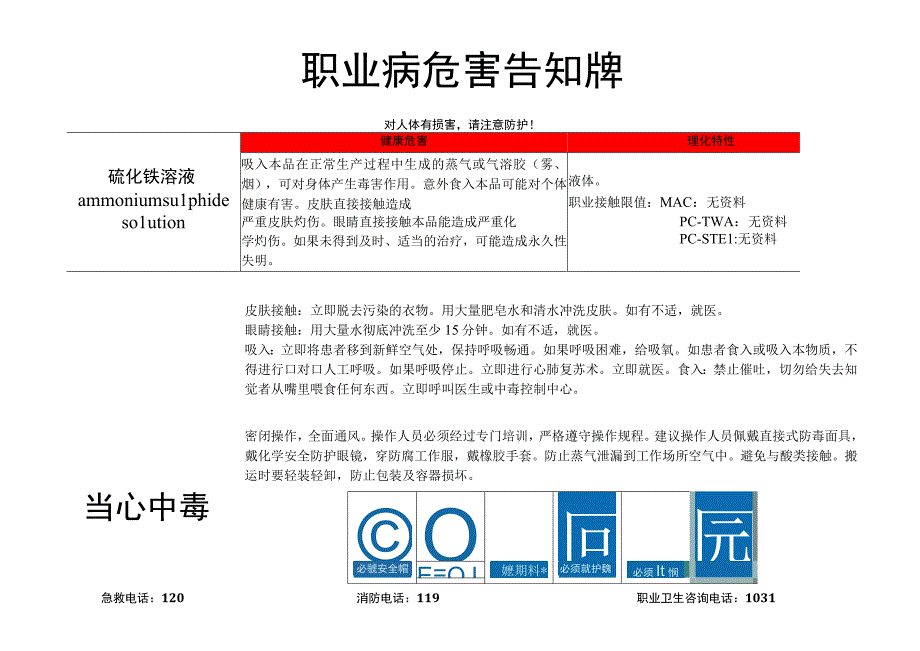 硫化铵溶液-职业病危害告知牌.docx_第1页