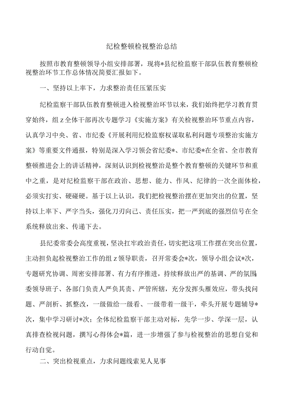 纪检整顿检视整治总结.docx_第1页