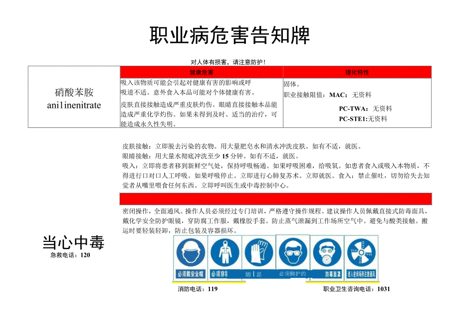 硝酸苯胺-职业病危害告知牌.docx_第1页