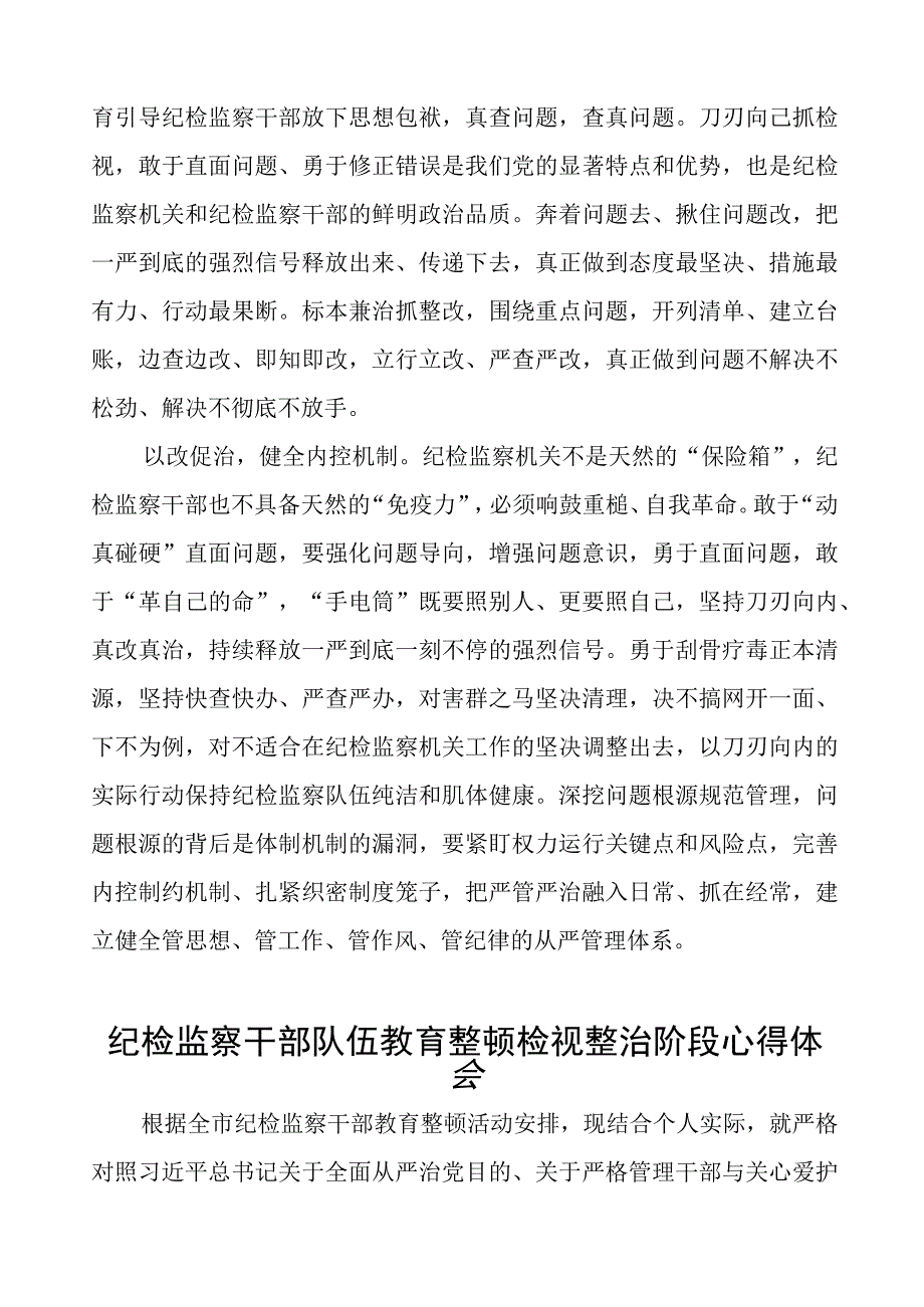 纪检干部队伍教育整顿检视整治阶段学习感悟九篇.docx_第2页