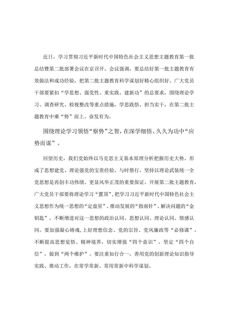 第二批主题教育专题研讨发言讲话材料精选资料.docx_第1页