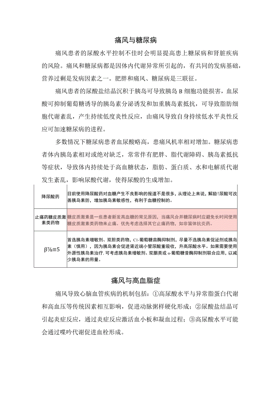 高尿酸血症伴发疾病及与高血压、糖尿病、高血脂等疾病用药选择.docx_第2页