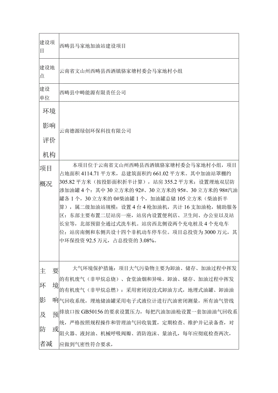 西畴县马家地加油站建设项目.docx_第1页