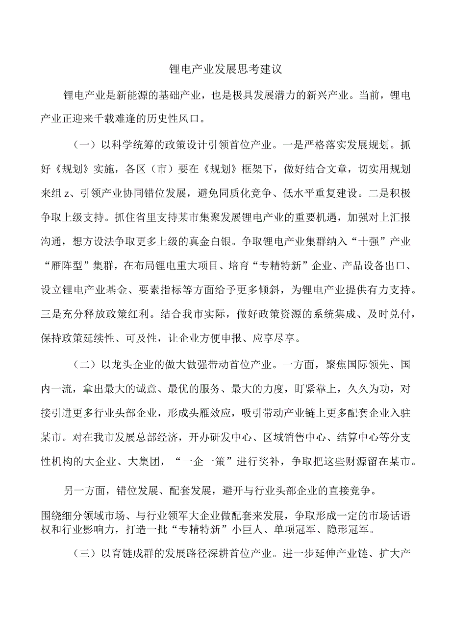 锂电产业发展思考建议.docx_第1页