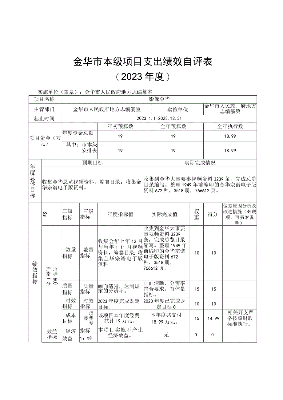 金华市本级项目支出绩效自评表.docx_第1页