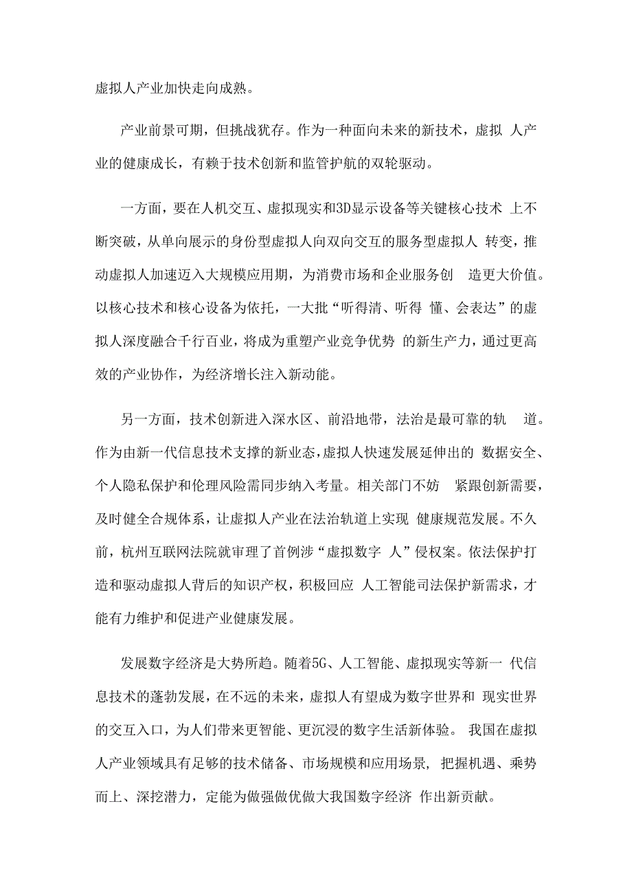 规范虚拟人产业发展研讨发言稿.docx_第2页