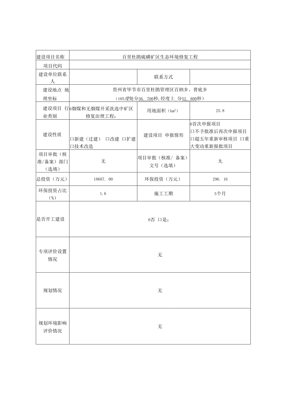 贵州省乌蒙山区山水林田湖草生态保护修复重大工程百里杜鹃硫磺矿及普底景区土地复垦片区项目环评报告.docx_第3页