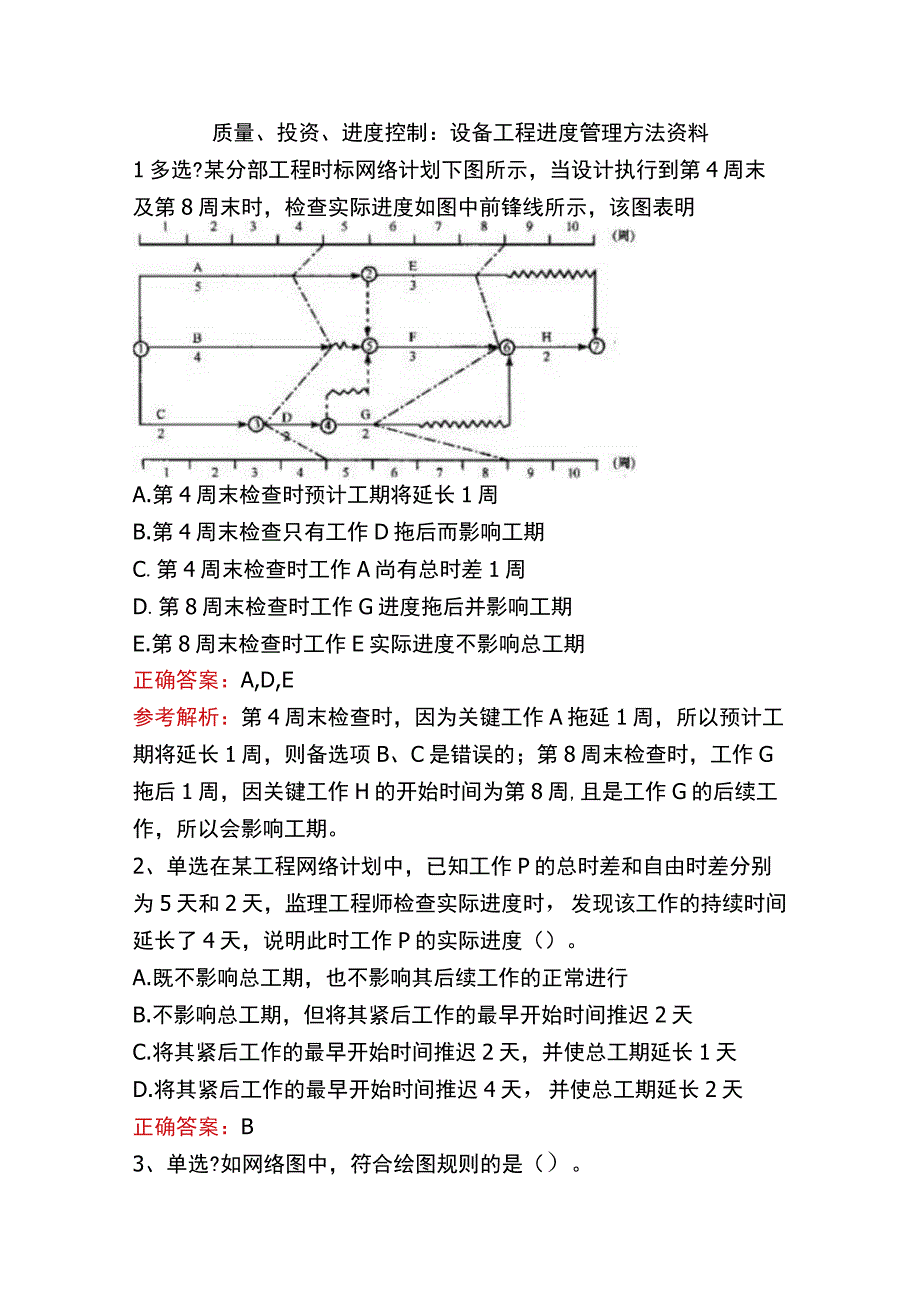 质量、投资、进度控制：设备工程进度管理方法资料.docx_第1页