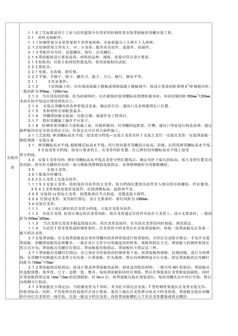 轻钢骨架罩面板顶棚分项工程质量技术交底卡.docx_第2页