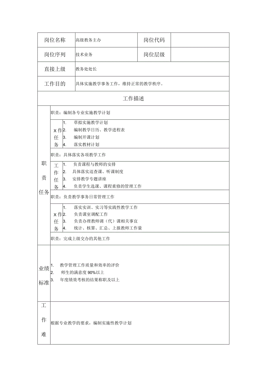 高级教务主办岗位职责说明书.docx_第1页