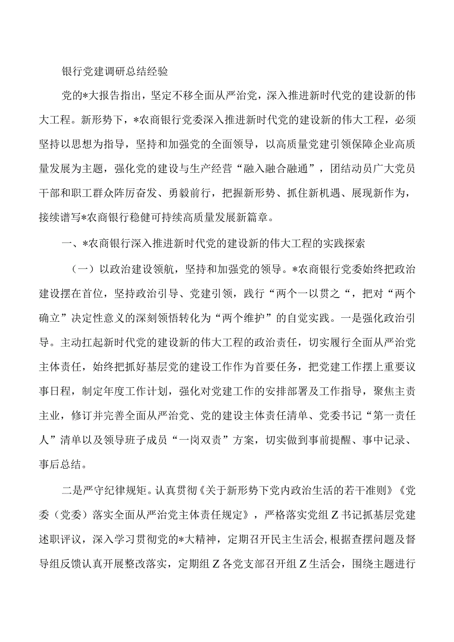 银行党建调研总结经验.docx_第1页