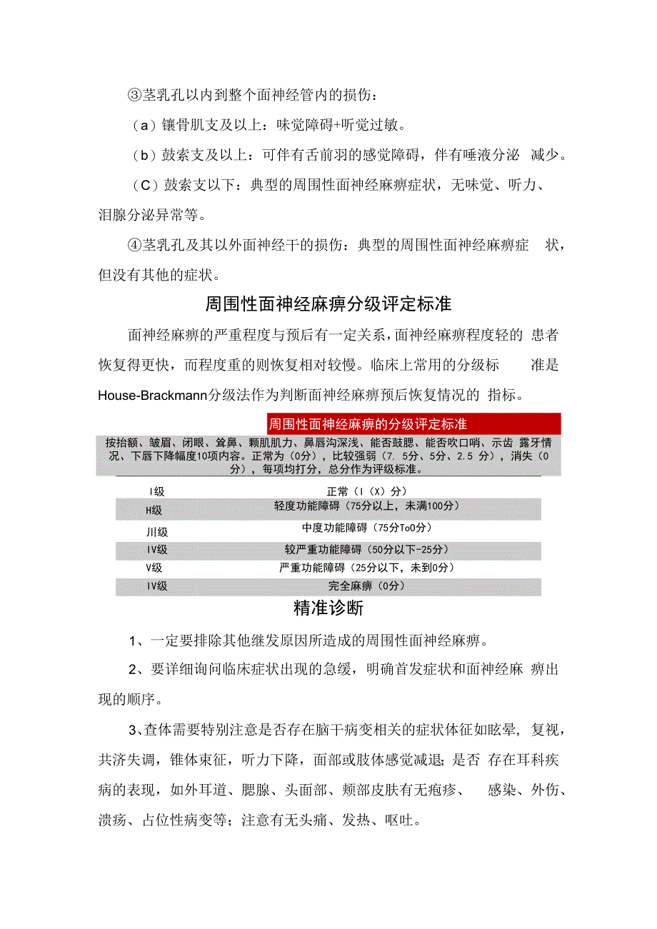 面神经纤维构成、面神经麻痹鉴别诊断、面神经损伤表现、定位诊断、周围性面神经麻痹分级评定标准及精准诊断要点.docx_第3页