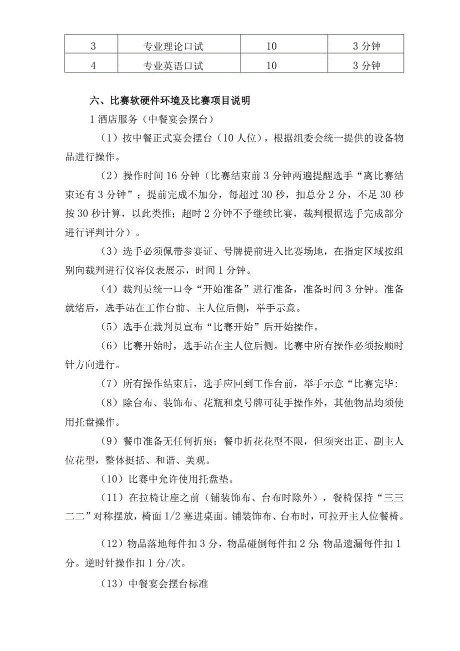 第九届2014年全区中等职业学校技能比赛酒店服务技能比赛国赛选拔赛实施方案.docx_第3页