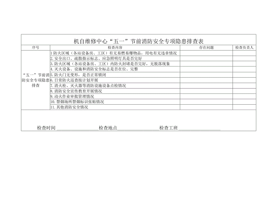 节前消防安全专项隐患排查表.docx_第1页