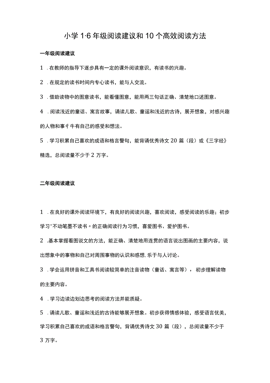 小学1-6年级阅读建议和10个高效阅读方法.docx_第1页