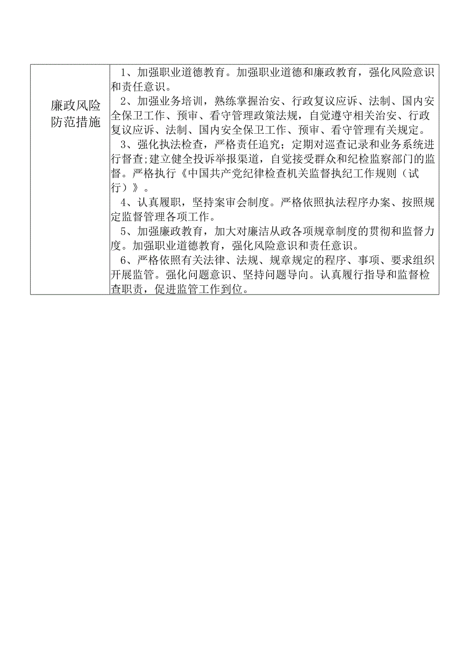 某县公安部门分管治安行政复议应诉法制大队国内安全保卫大队预审大队看守所等副职个人岗位廉政风险点排查登记表.docx_第2页