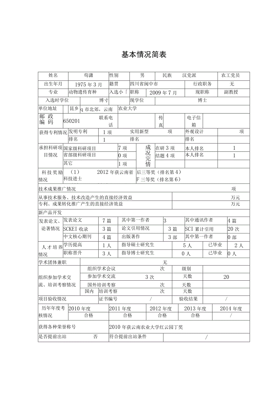 培养合同2009CI056云南省中青年学术和技术带头人评价表.docx_第3页