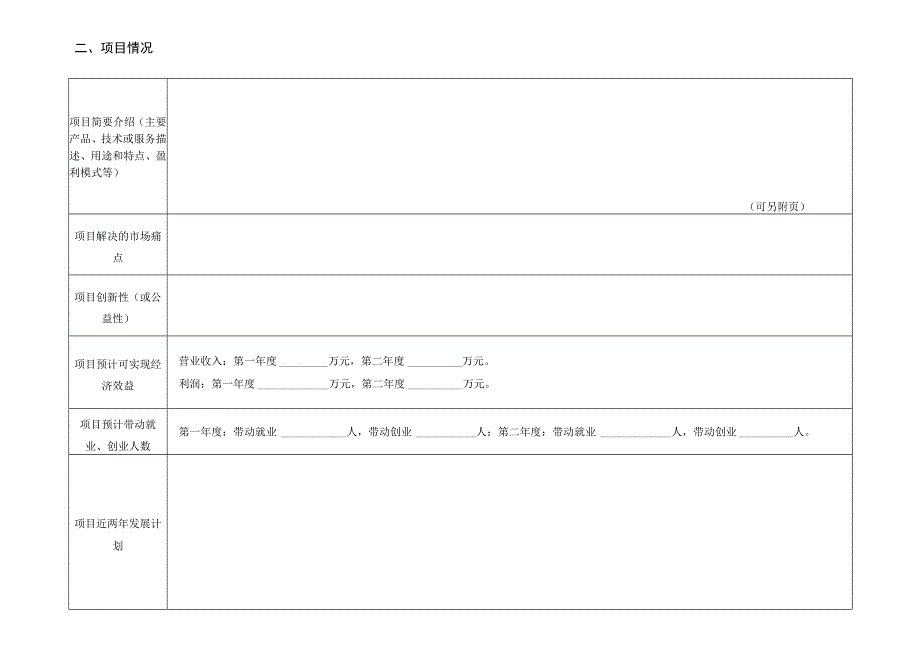 安徽职业技术学院大学生创业孵化基地入驻项目申请表基本情况.docx_第2页