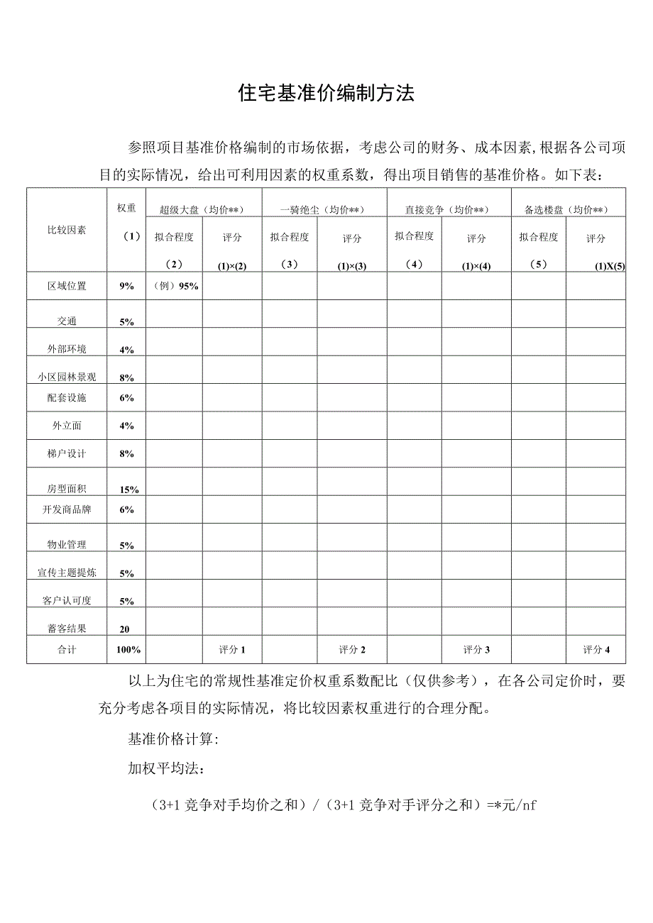 房地产运营 -房地产开发公司住宅基准价编制方法.docx_第1页