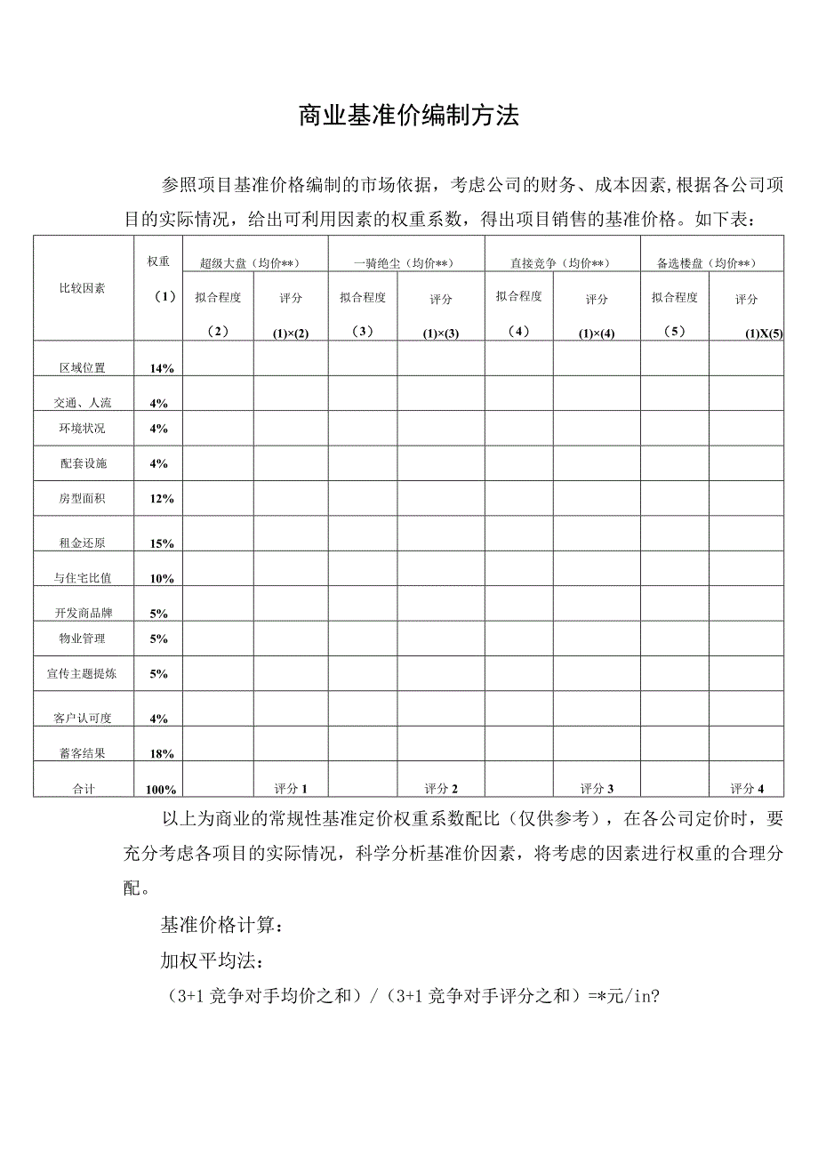 房地产制度与模板 -商业基准价编制方法.docx_第1页