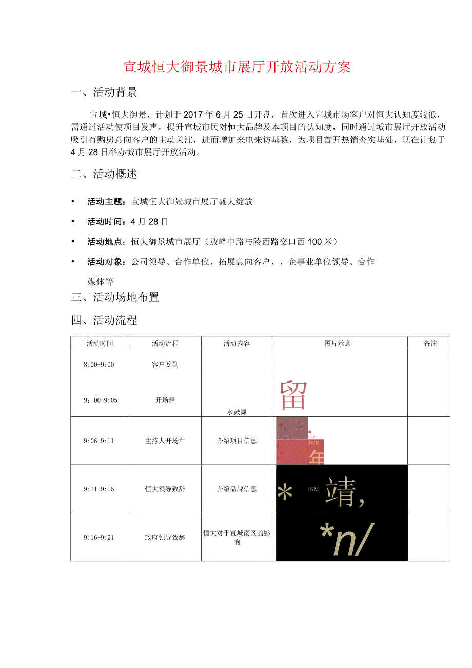 房地产营销策划 -宣城恒大御景城市展厅开放活动简案.docx_第1页