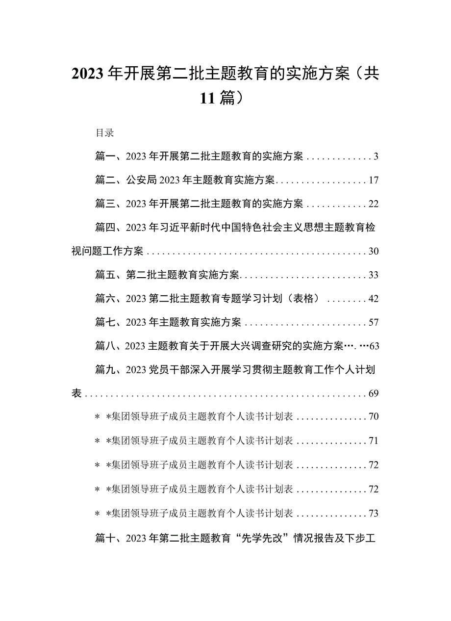 11篇2023年开展第二批主题教育的实施方案.docx_第1页