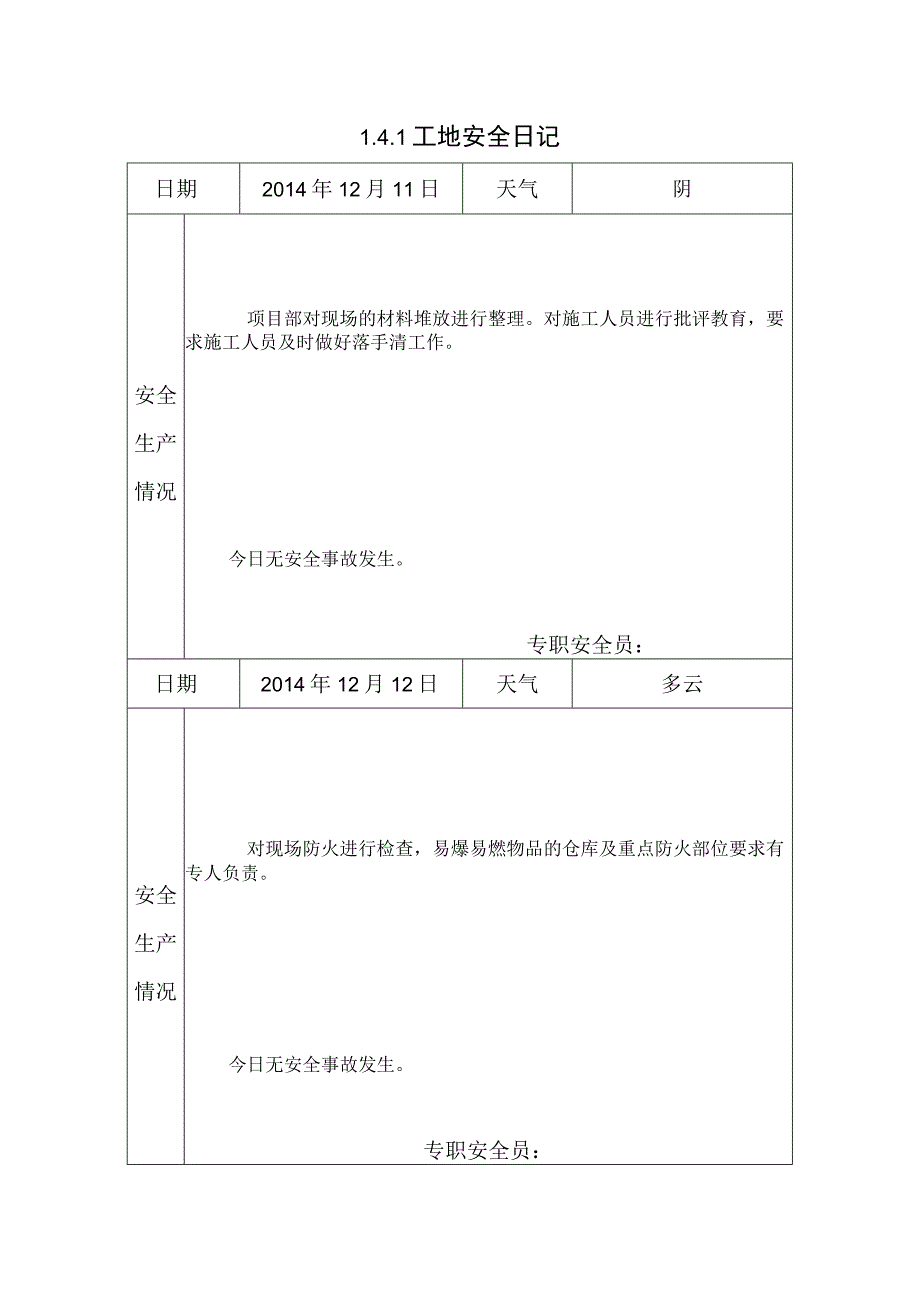 [施工资料]工地安全日记(18).docx_第1页