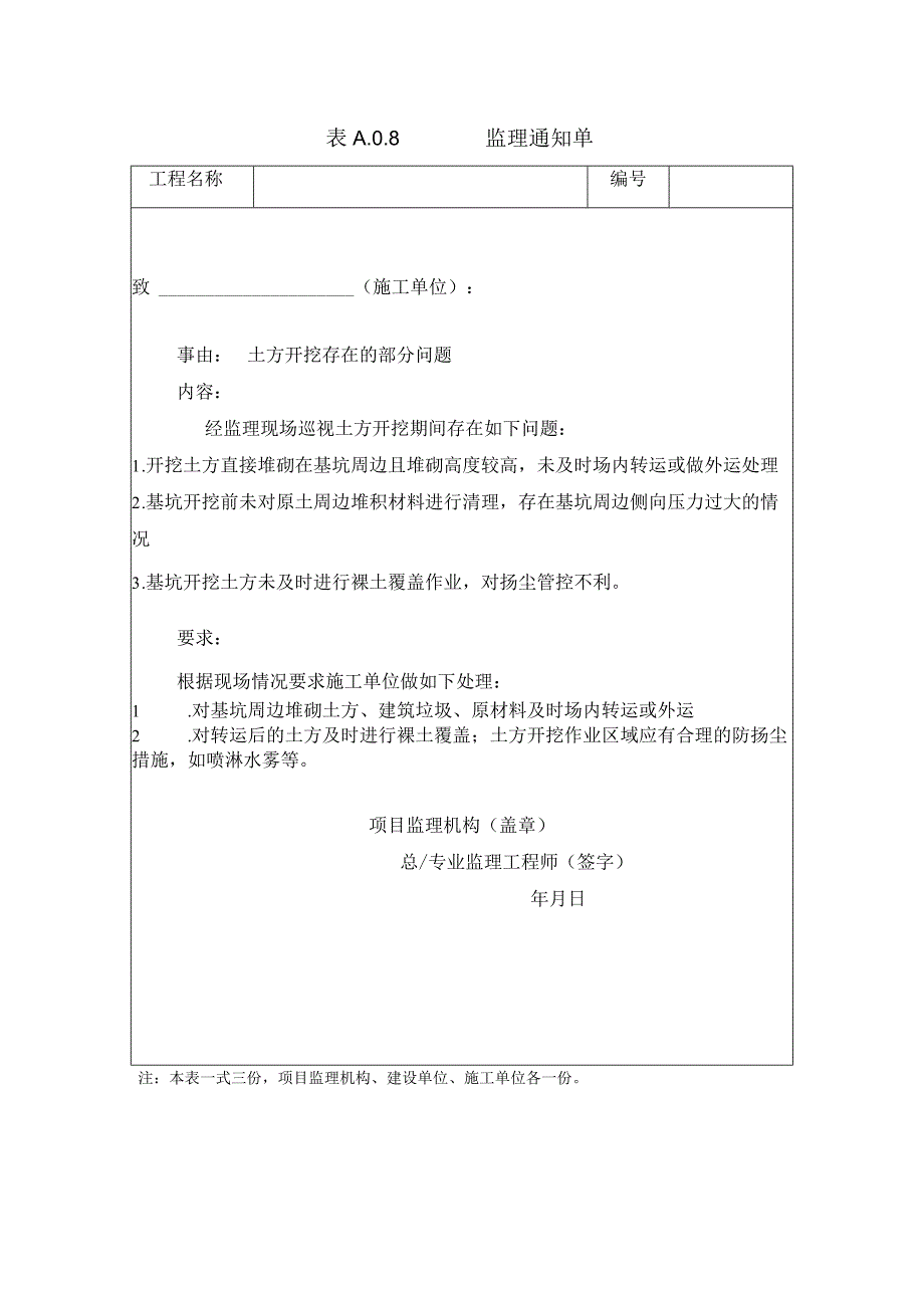 [监理资料][监理通知单]土方开挖存在的部分问题.docx_第1页