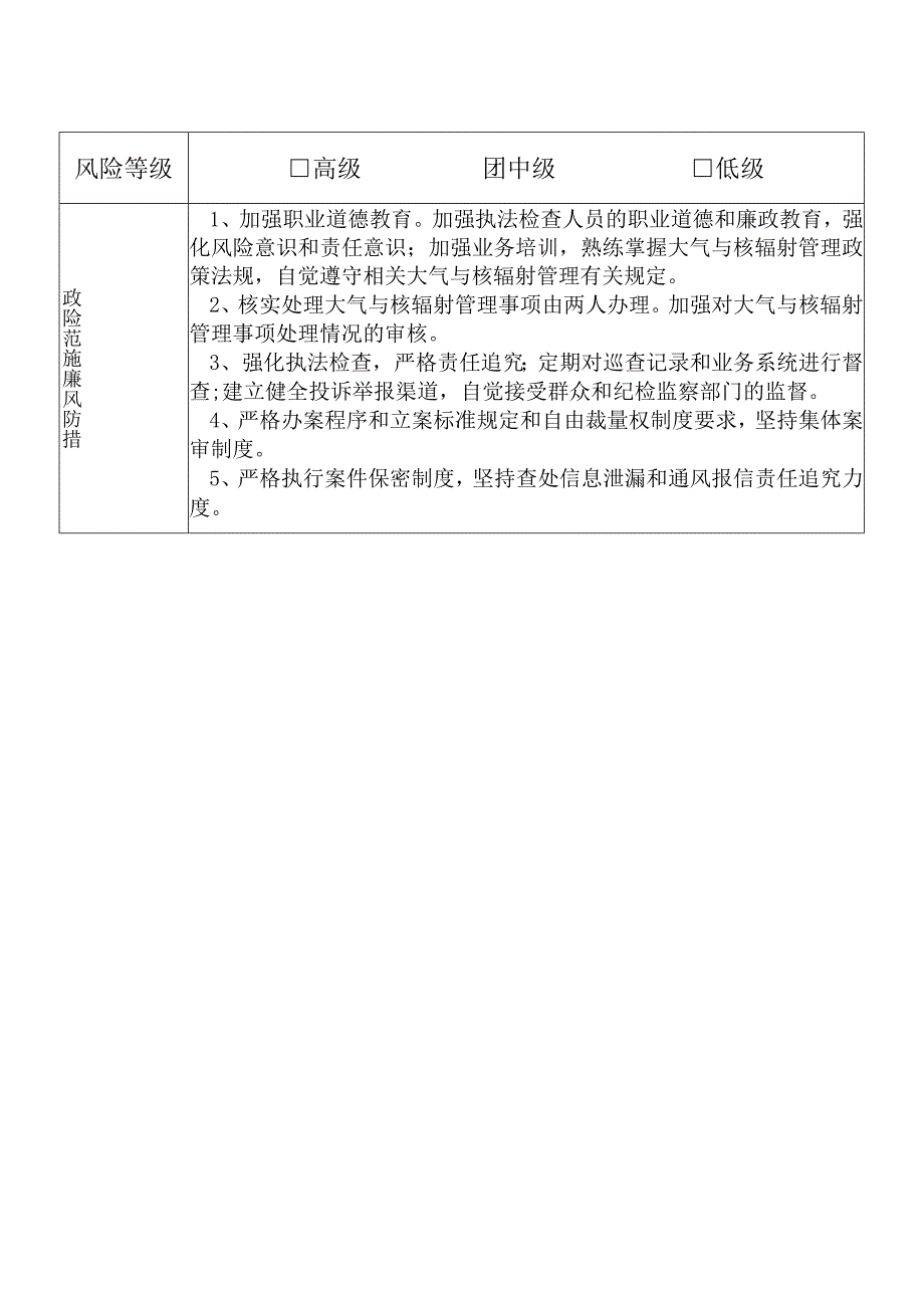 X县生态环境部门大气与核辐射管理股干部个人岗位廉政风险点排查登记表.docx_第2页