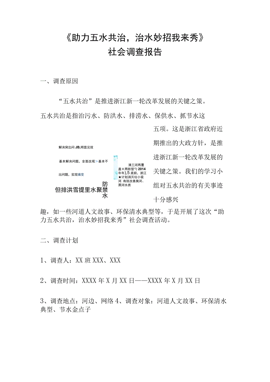 《助力五水共治,治水妙招我来秀》社会调查报告.docx_第1页