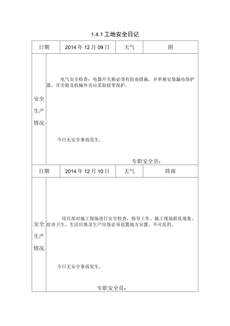 [施工资料]工地安全日记(17).docx_第1页