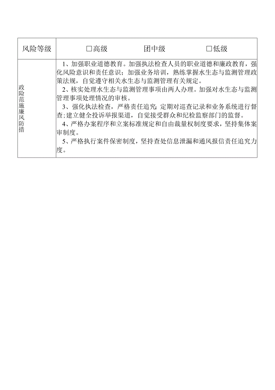 X县生态环境部门水生态与监测管理股干部个人岗位廉政风险点排查登记表.docx_第2页