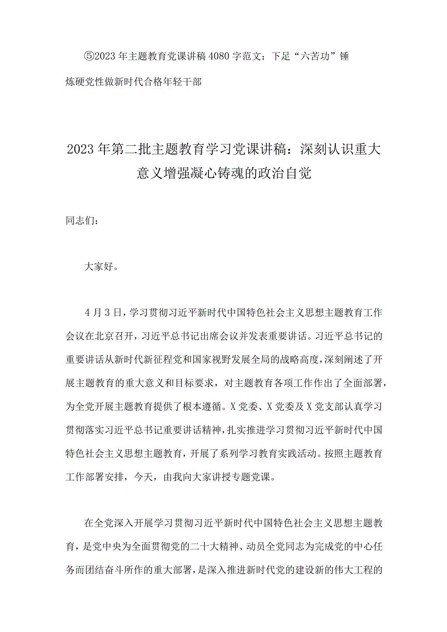 2023年主题教育专题党课学习讲稿与第二批主题教育学习专题党课讲稿10篇word文（供参考）.docx_第2页