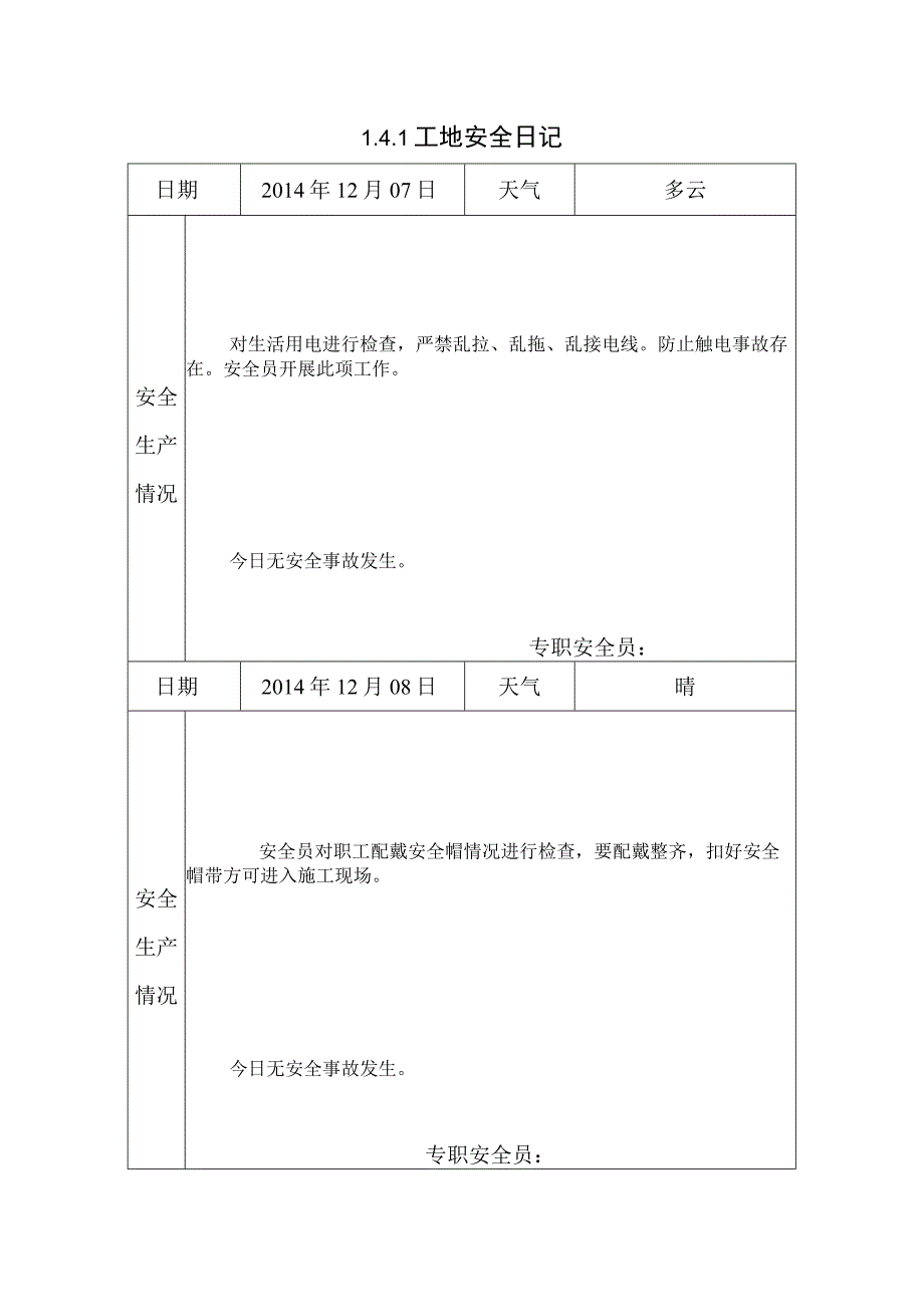 [施工资料]工地安全日记(16).docx_第1页