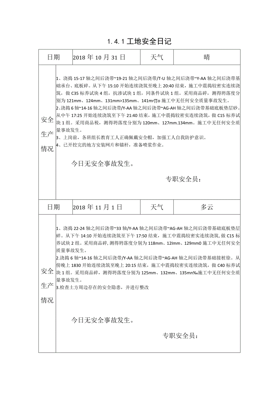 [施工资料]工地安全日记(35).docx_第1页