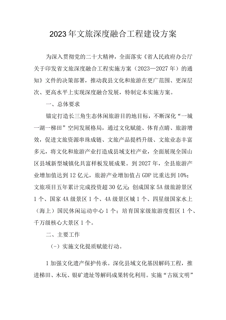 2023年文旅深度融合工程建设方案.docx_第1页