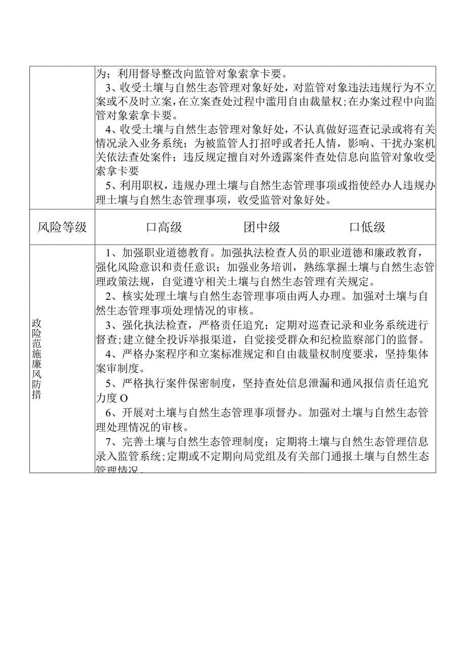 X县生态环境部门土壤与自然生态管理股股长个人岗位廉政风险点排查登记表.docx_第2页