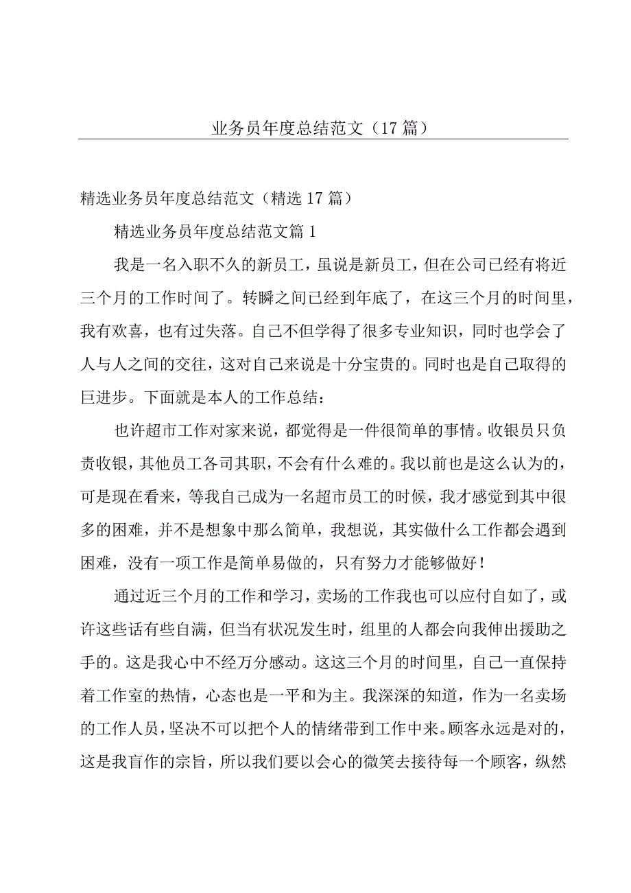 业务员年度总结范文（17篇）.docx_第1页