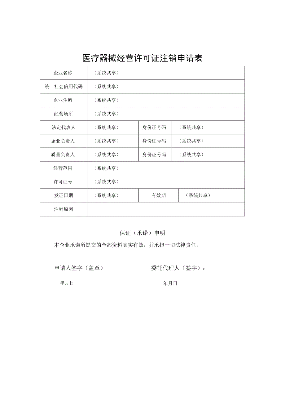 医疗器械经营许可证注销申请表.docx_第1页