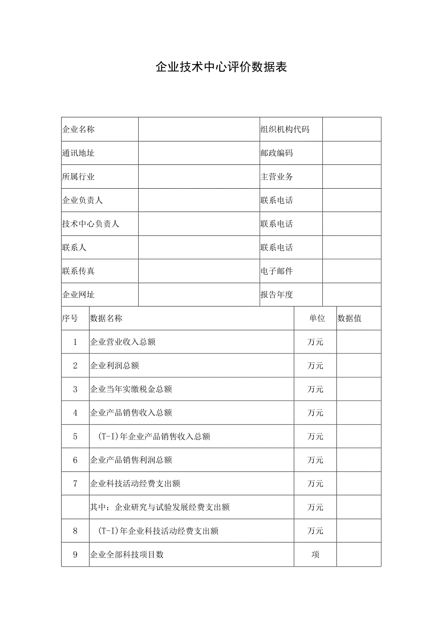 企业技术中心评价数据表.docx_第1页