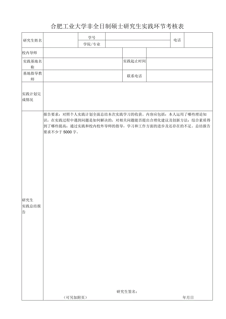 合肥工业大学非全日制硕士研究生实践环节考核表.docx_第1页