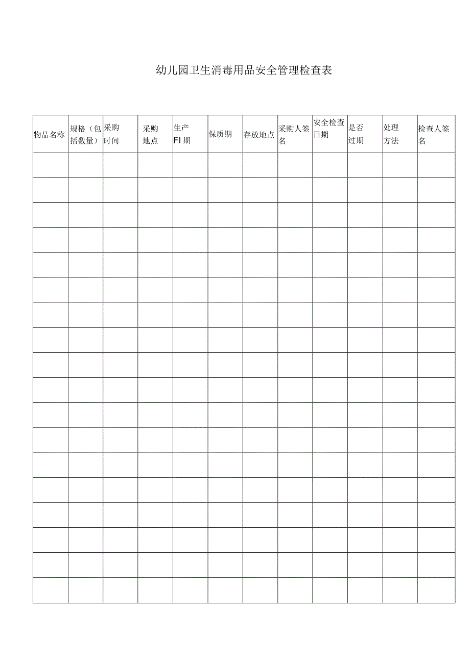 幼儿园卫生消毒用品安全管理检查表.docx_第1页
