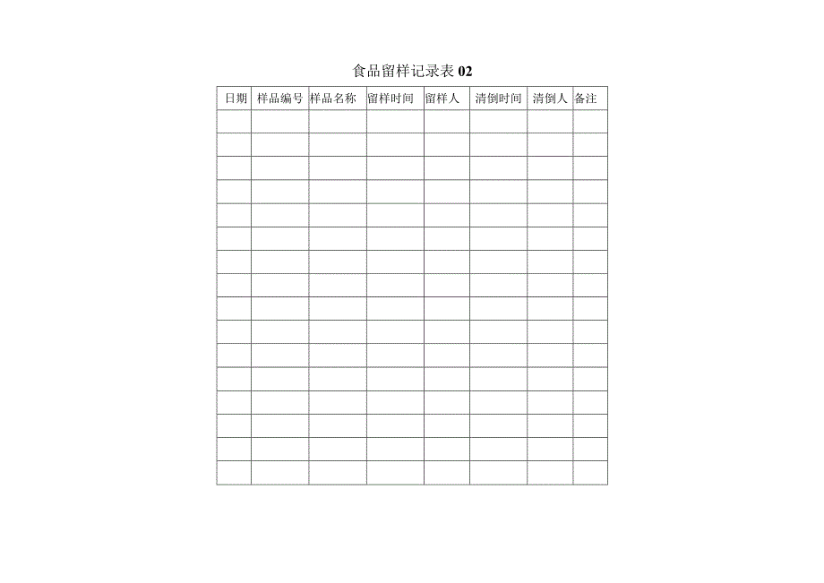 幼儿园食堂食品食物留样记录表表.docx_第2页