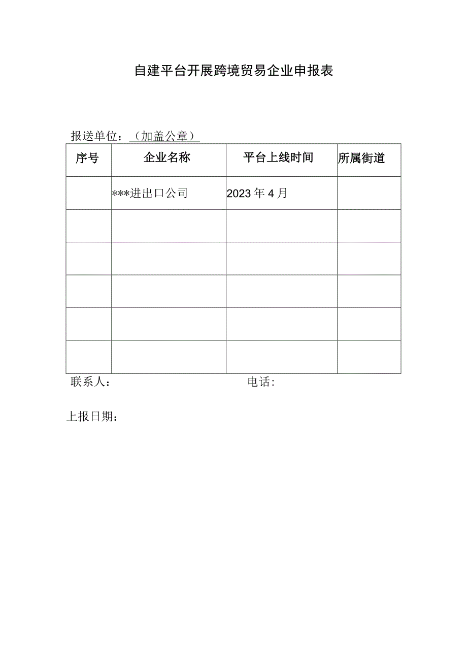 自建平台开展跨境贸易企业申报表.docx_第1页