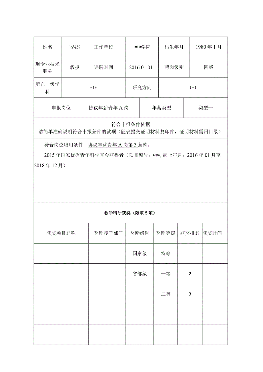 教师协议年薪制岗位申请表.docx_第2页